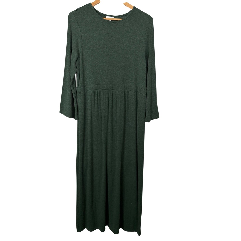 J. Jill Dark Green Modal Wool Blend Empire Waist Midi Dress KDR115571 Size M